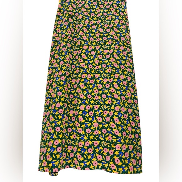 Saloni Bianca Midi Dress Silk Crepe Alpine Bouquet Size 12 - Picture 5 of 11